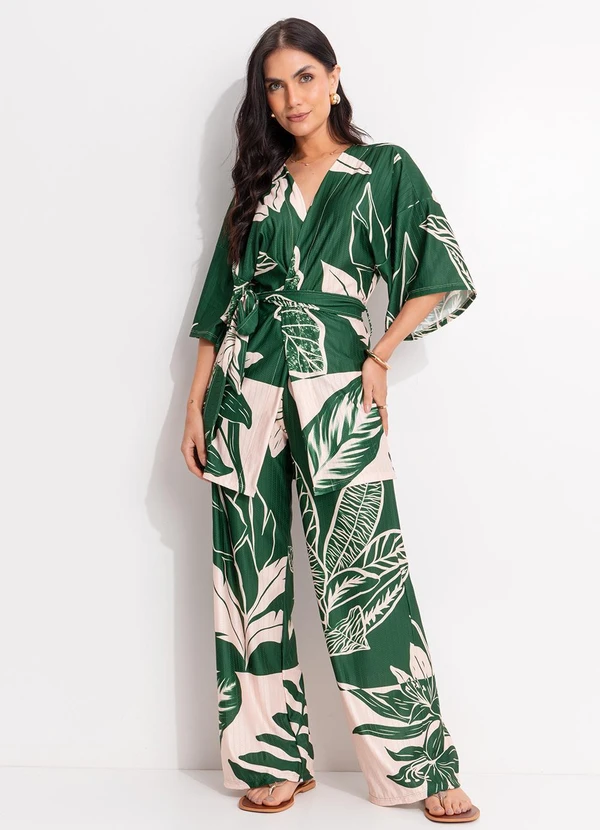 Quintess - Casaco Folhagem Verde em Malha Texturizada 11