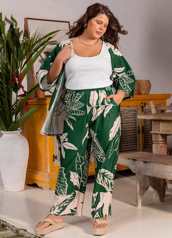 Quintess - Casaco Folhagem Verde em Malha Texturizada 15