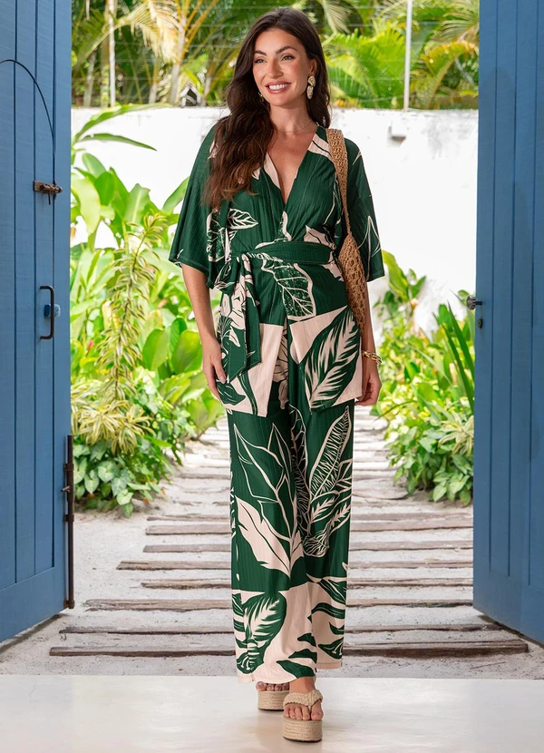 Quintess - Casaco Folhagem Verde em Malha Texturizada 2