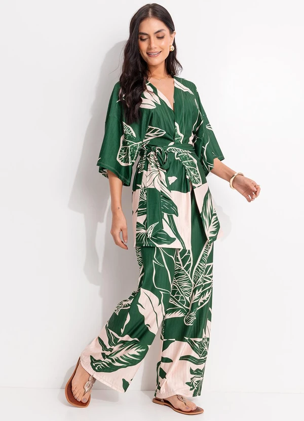 Quintess - Casaco Folhagem Verde em Malha Texturizada 9