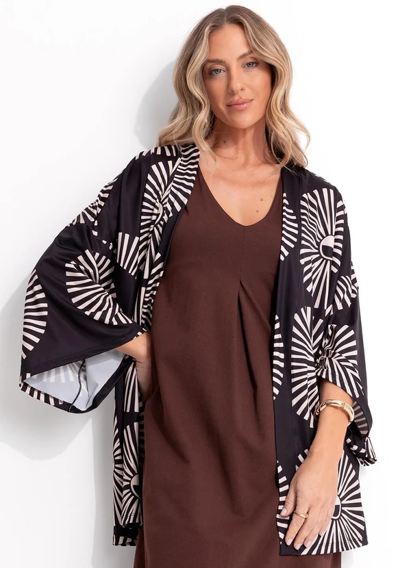 Quintess - Kimono Geométrico Bicolor em Malha Fria 8