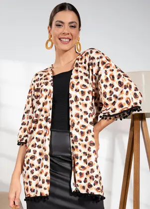 Quintess - Casaco Onça Aquarelada em Malha de Poliéster - QUINTESS