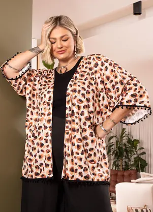 Quintess - Casaco Onça Aquarelada em Malha de Poliéster - QUINTESS