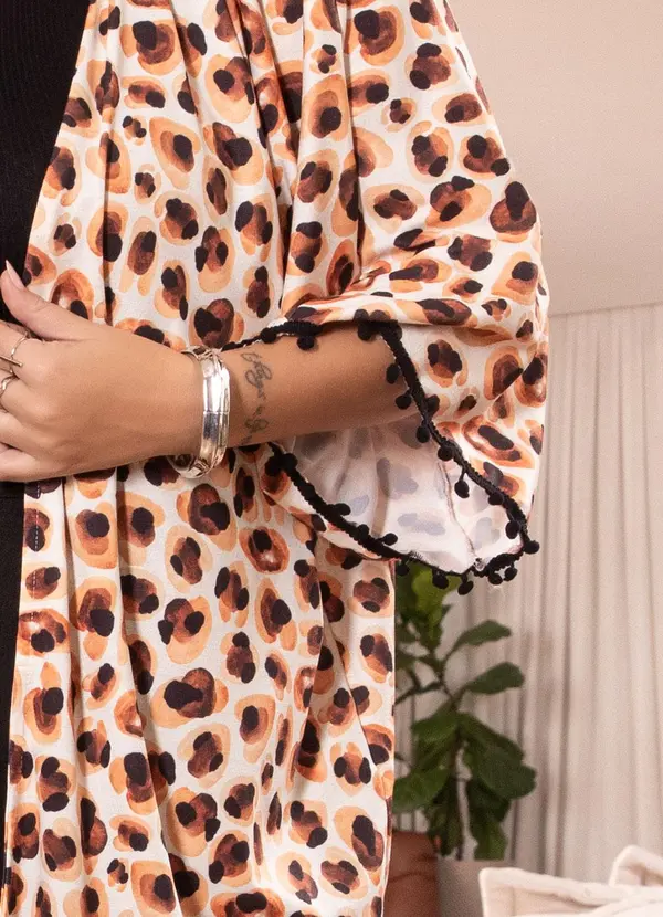 Quintess - Casaco Onça Aquarelada em Malha de Poliéster 10