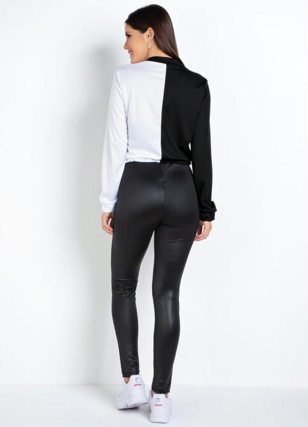 Outlet - Casaco Preto e Branco Contrastante 4