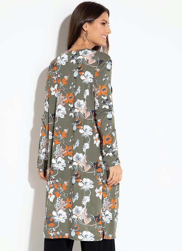 Quintess - Casaco Quintess Floral Alongado com Fendas 2