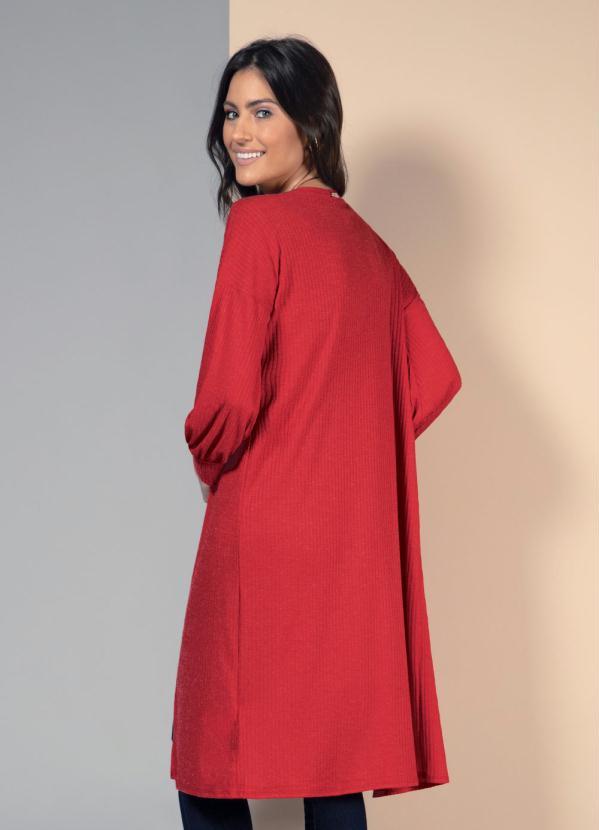 Quintess - Kimono Alongado Vermelho com Mangas Bufante 2