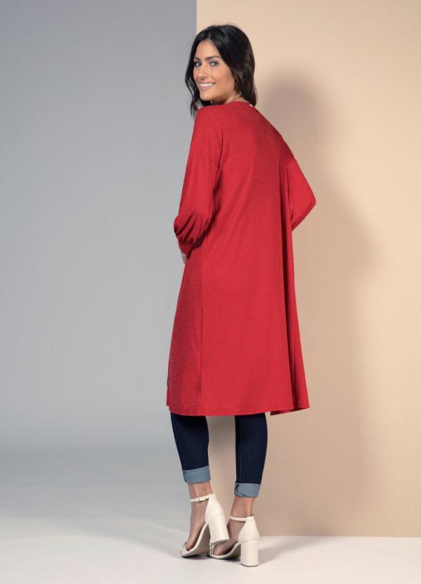 Quintess - Kimono Alongado Vermelho com Mangas Bufante 4