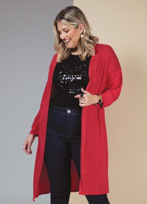 Quintess - Kimono Alongado Vermelho com Mangas Bufante 5