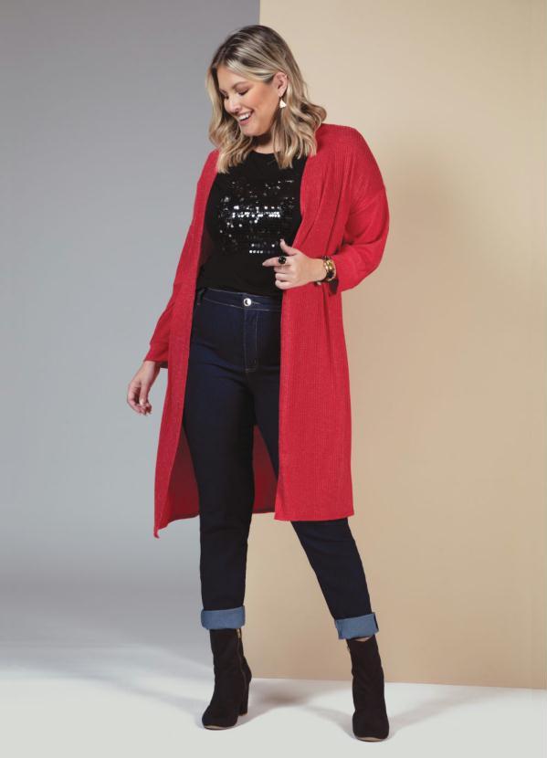 Quintess - Kimono Alongado Vermelho com Mangas Bufante 7