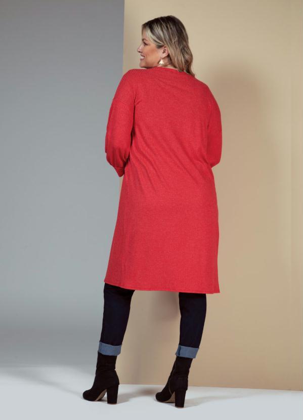 Quintess - Kimono Alongado Vermelho com Mangas Bufante 8