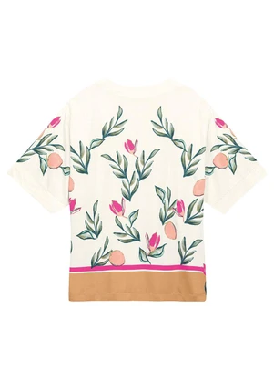 Malwee - Kimono Amplo Floral Branco - MALWEE