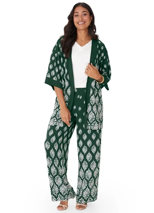 Malwee - Kimono Amplo Folhagens Verde - MALWEE