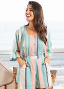 Kimono (azul) em tecido plano listrado