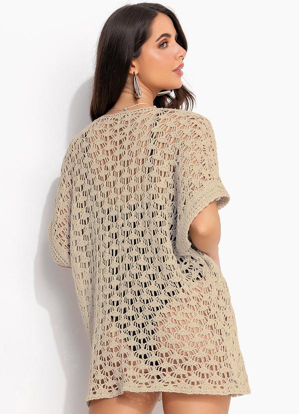 Quintess - Kimono Bege Claro em Tricô 2
