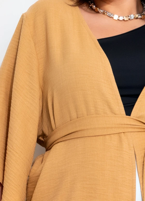 Quintess - Kimono Caramelo em Tecido Texturizado 12