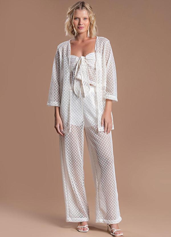 Choyee - Kimono em Crochet Bege 3