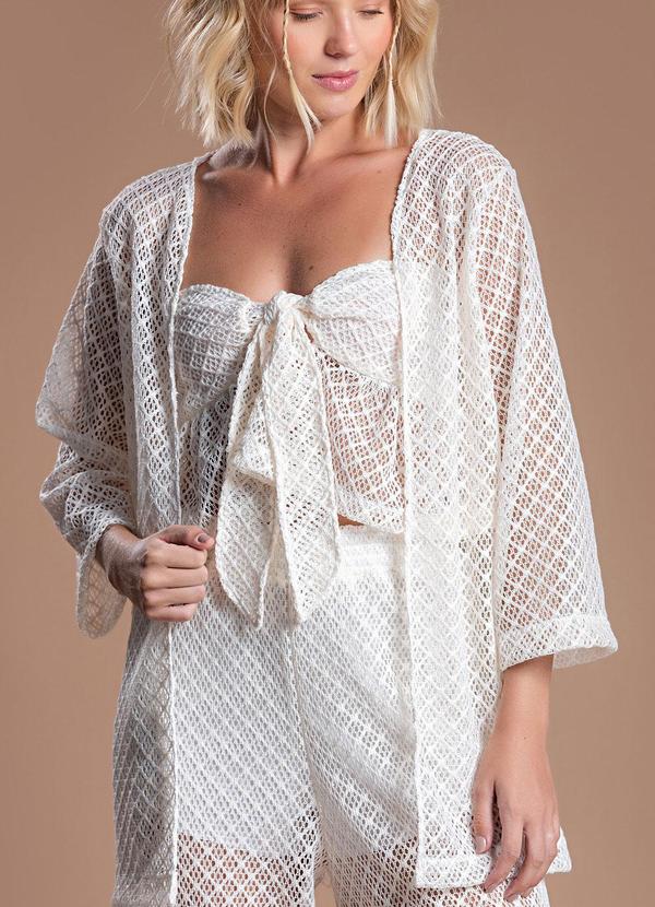 Choyee - Kimono em Crochet Bege 6