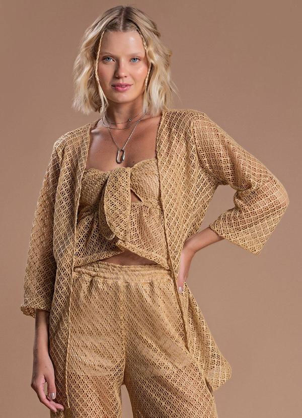 Choyee - Kimono em Crochet Marrom