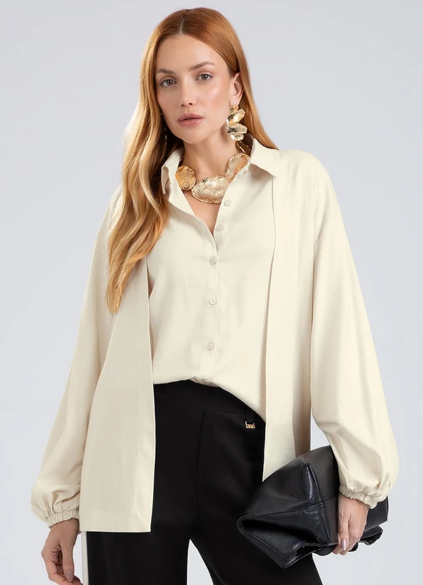 Gris - Kimono em Linho Bege