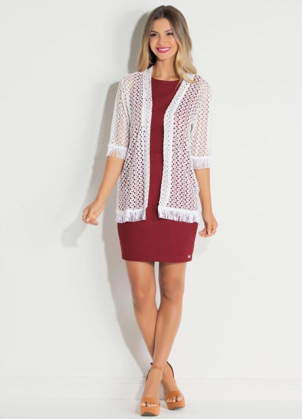 Quintess - Kimono em Renda Branco Quintess com Franjas 3