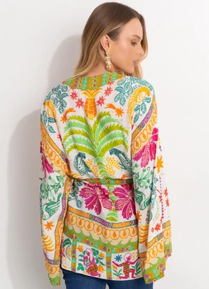 Farm - Kimono em Viscose Off White - FARM