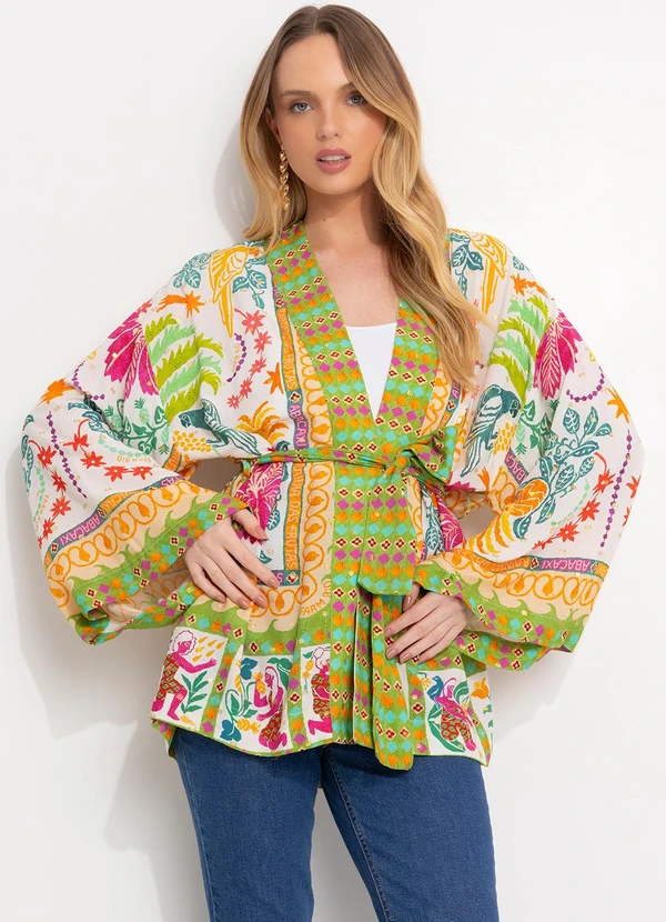 Farm - Kimono em Viscose Off White
