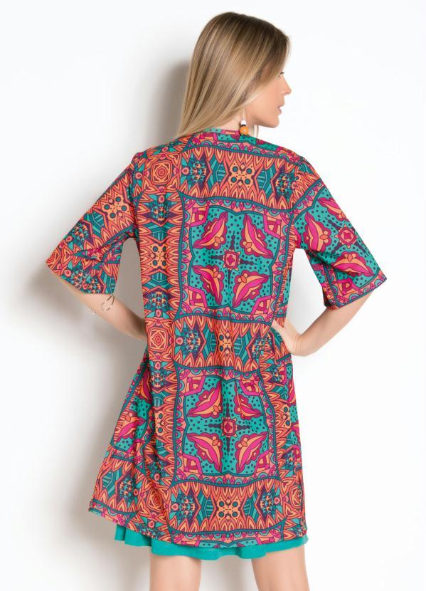 Moda Pop - Kimono Étnico com Mangas Amplas 2