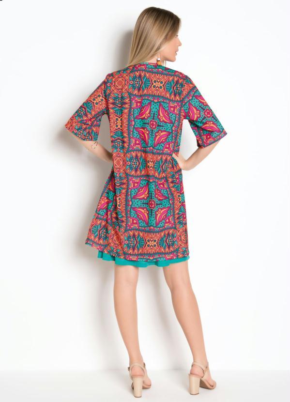 Moda Pop - Kimono Étnico com Mangas Amplas 5