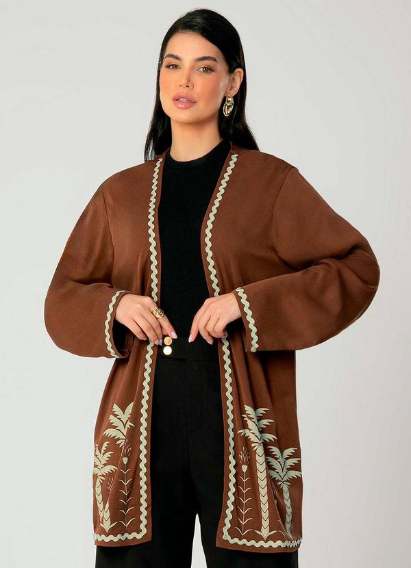 Gris - Kimono Feminino Adulto Marrom