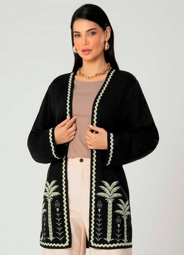 Gris - Kimono Feminino Adulto Preto