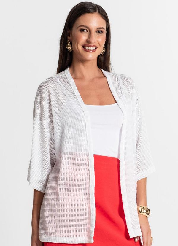 Rovitex - Kimono Feminino com Brilho Branco