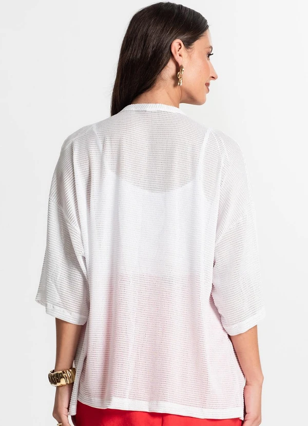 Rovitex - Kimono Feminino com Brilho Branco 2