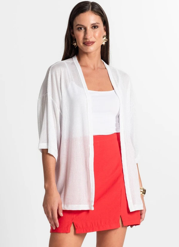 Rovitex - Kimono Feminino com Brilho Branco 3