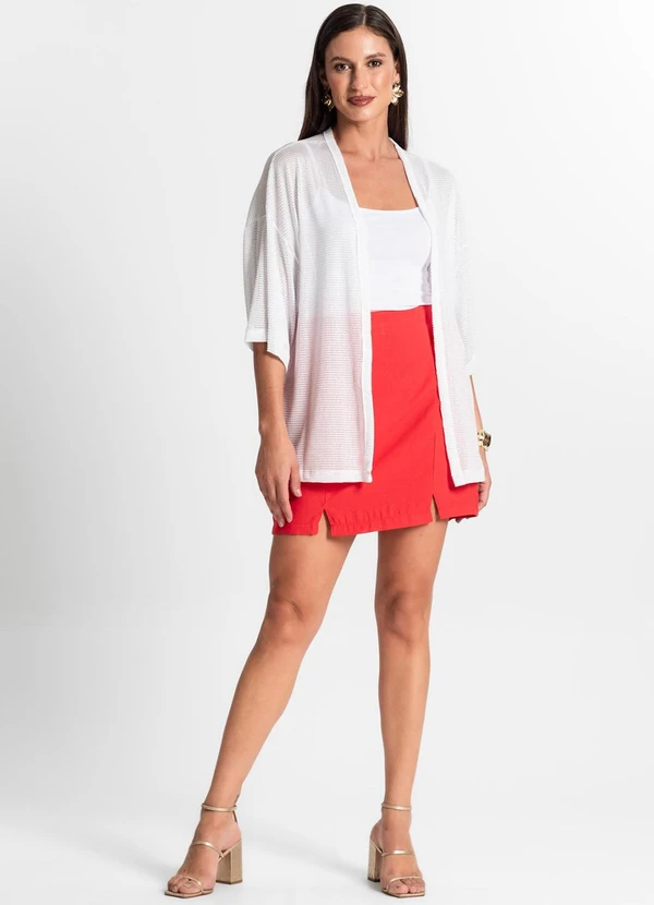 Rovitex - Kimono Feminino com Brilho Branco 4