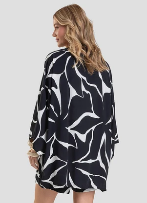 Dianna - Kimono Feminino em Tecido Estampado Preto - DIANNA