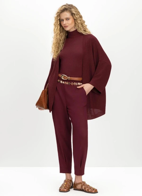 Essendi - Kimono Feminino em Tricot Bordo