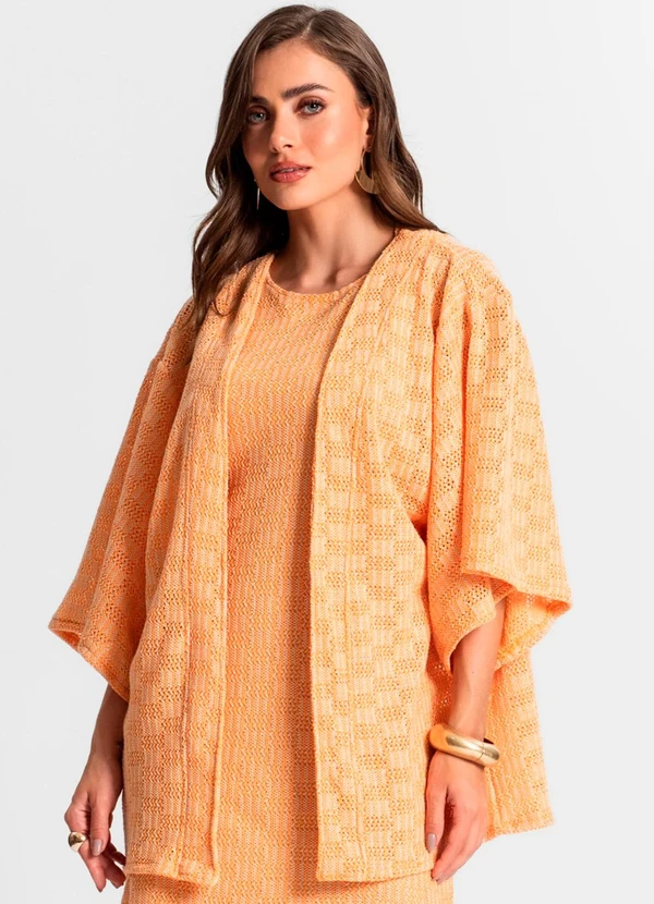 Endless Kimono Feminino em Tricot Laranja