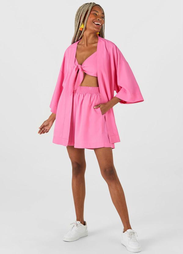 Malwee - Kimono Feminino em Viscose Rosa 5