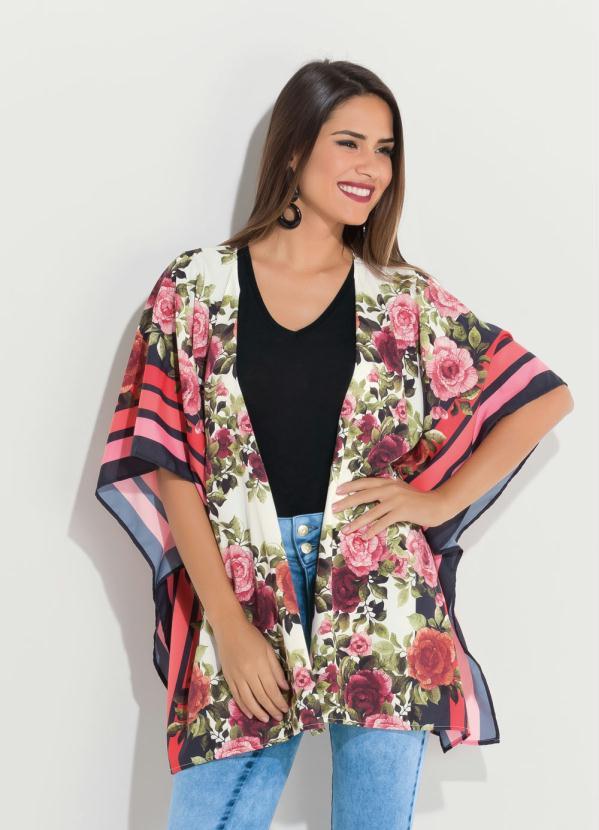 Quintess - Kimono Floral Amplo com Abertura Lateral 1