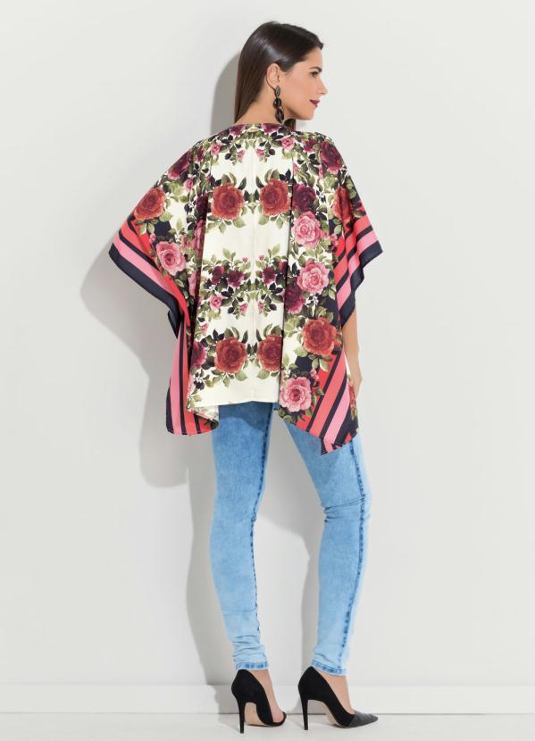 Quintess - Kimono Floral Amplo com Abertura Lateral 4
