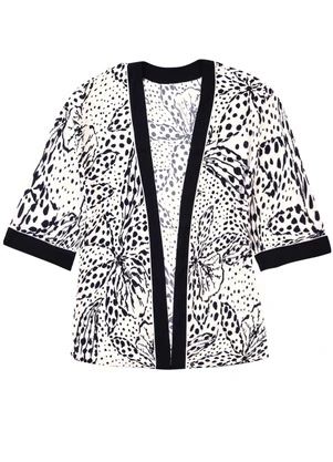 Malwee - Kimono Floral em Viscose Preto - MALWEE