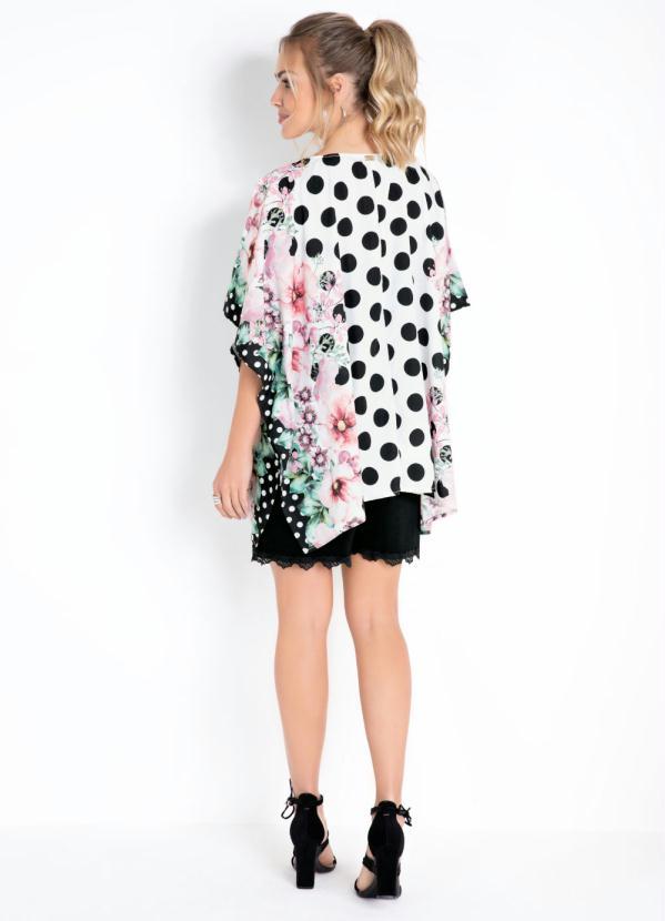 Quintess - Kimono Floral Poá Amplo com Abertura Lateral 4