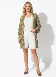 Kimono Folhagem Abstrata em Malha Texturizada
