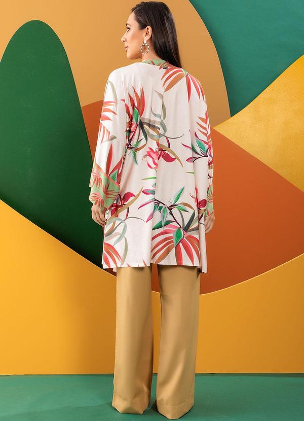 Quintess - Kimono Folhagem Off White em Malha Fria 5