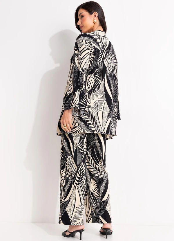 Quintess - Kimono Folhagem Preto em Canelado 5