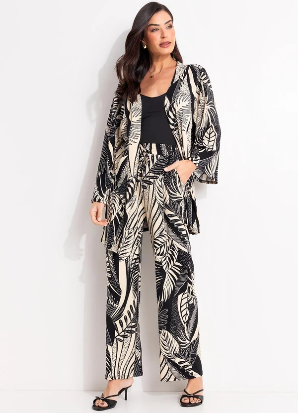 Quintess - Kimono Folhagem Preto em Canelado 7