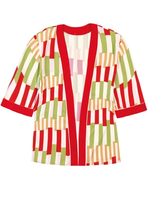 Malwee - Kimono Geométrico em Viscose Vermelho - MALWEE
