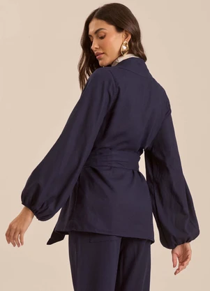 Doce Trama - Kimono Jardim Decor em Plano Linen Azul - DOCE TRAMA