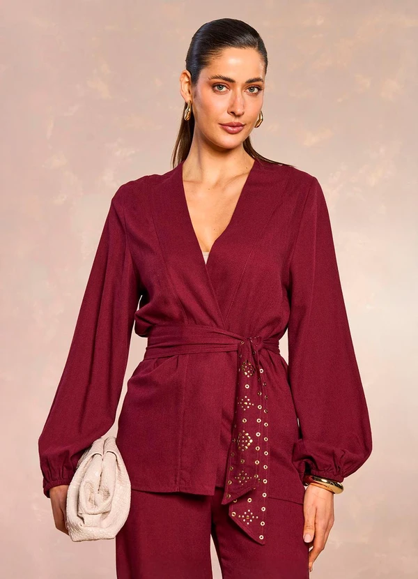 Doce Trama - Kimono Jardim Decor em Plano Linen Roxo